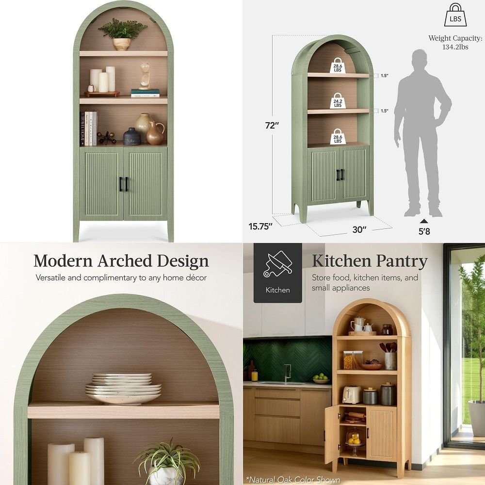 Storage - 71 cm hoher gewölbter Küchenschrank, moderne