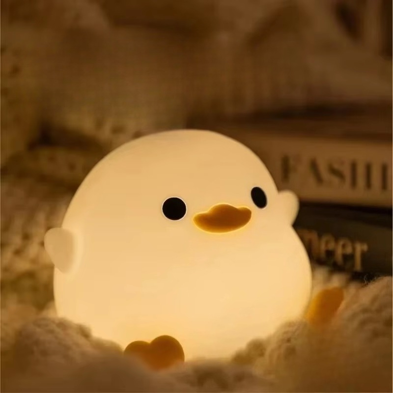 Floating Nightstand With Led Light - Niedliche Enten-Cartoon-Tier-Silikonlampe, LED-Nachtlicht für Kinder, Touch-Sensor,