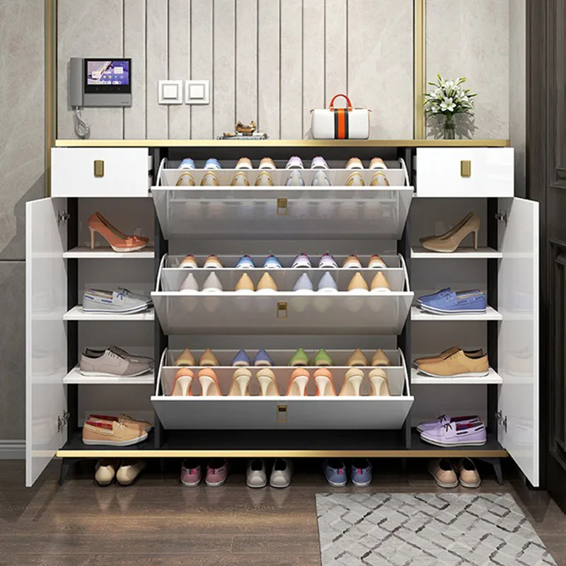 Shoe Rack Cabinet Narrow Entryway - Ultradünne, schmale Schuhschränke, mehrschichtige College-Aufbewahrung, enthalten