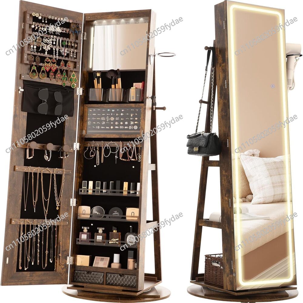 Full Length Mirror Jewelry Armoire - Stehender Schmuckschrank mit Spiegel, 360° °
