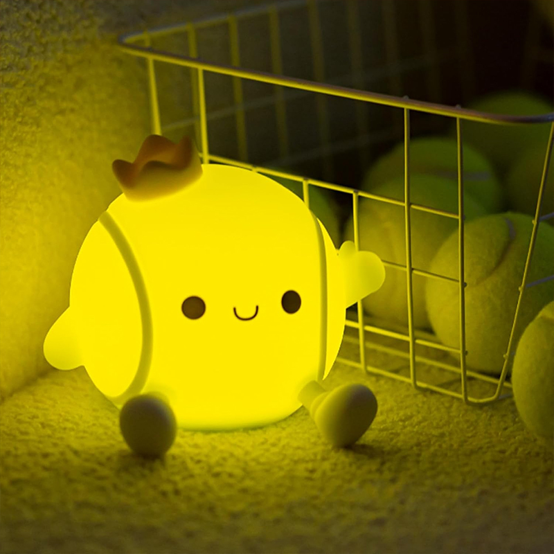 Floating Nightstand With Led Light - Niedliche Tennis-Nachtlampe aus Silikon, Kinderzimmer-Schlaflampe mit