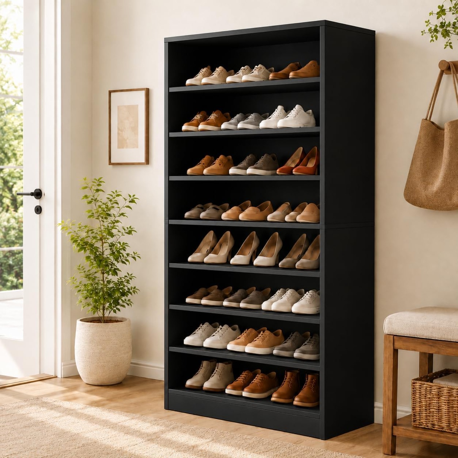 Shoe Rack Cabinet Narrow Entryway - 9-stufiger hoher Schuhschrank für Kleiderschrank und