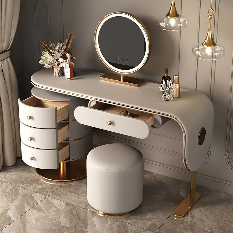 Dressing Table Vanity With Lighted Mirror - Maßgefertigtes Hochwertiges Holz-Schminktisch-Set mit LED-Spiegel, Schlafzimmermöbel,