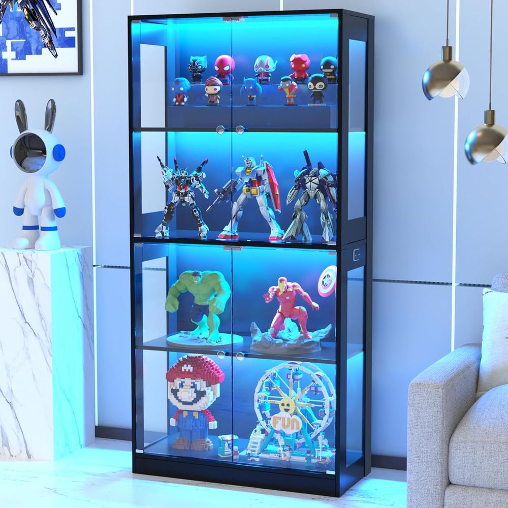 Storage - 65-Zoll Glasvitrine, 4-stufiger Schaukasten mit Sensorbeleuchtung,
