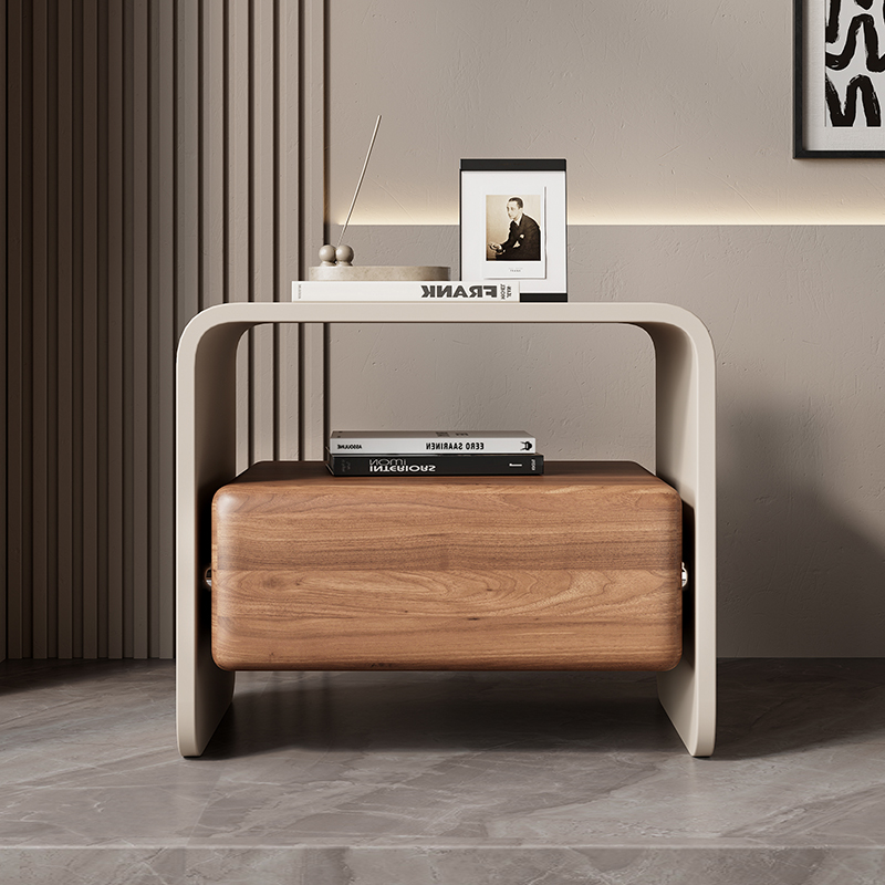 Solid Wood Nightstand 2 Drawers - Luxuriöse Drehbare Nachttische aus Massivholz, Möbel