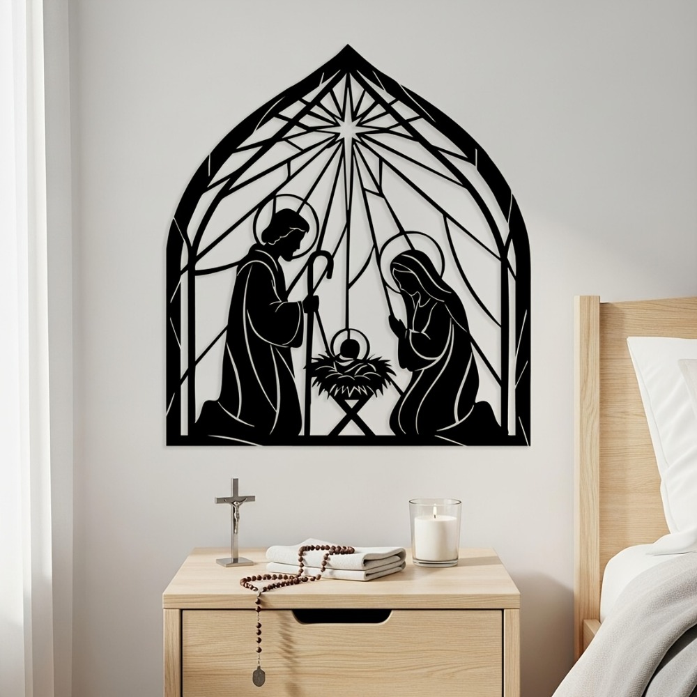 Sofas - CIFBUY Religiöse Jesus-Geburtskrippe Metall-Wandkunst Minimalistische Wohnraumdekoration