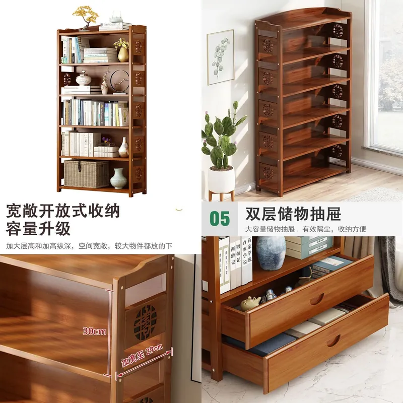 Bedroom Furniture - Massivholz-Bücherregal Einfaches Aufbewahrungsregal für Schlafzimmer Wohnzimmer
