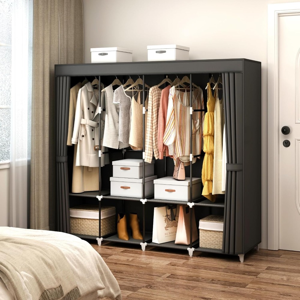 Wardrobe Closet Portable Fabric Cover - US-Versand Tragbarer Kleiderschrank 67 Zoll Kleiderorganizer