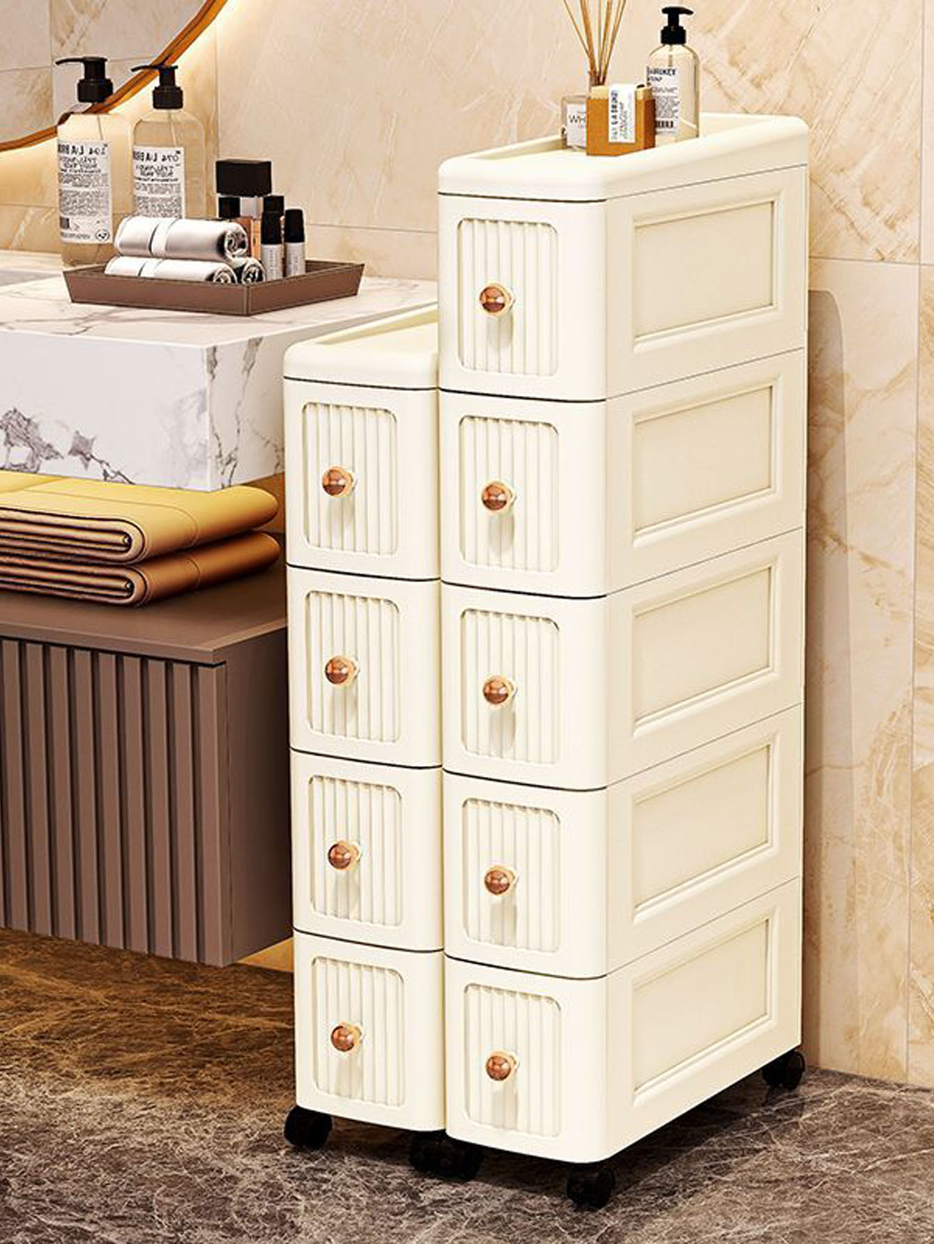 Tables - 15 cm breiter Schrank mit Gitterregal