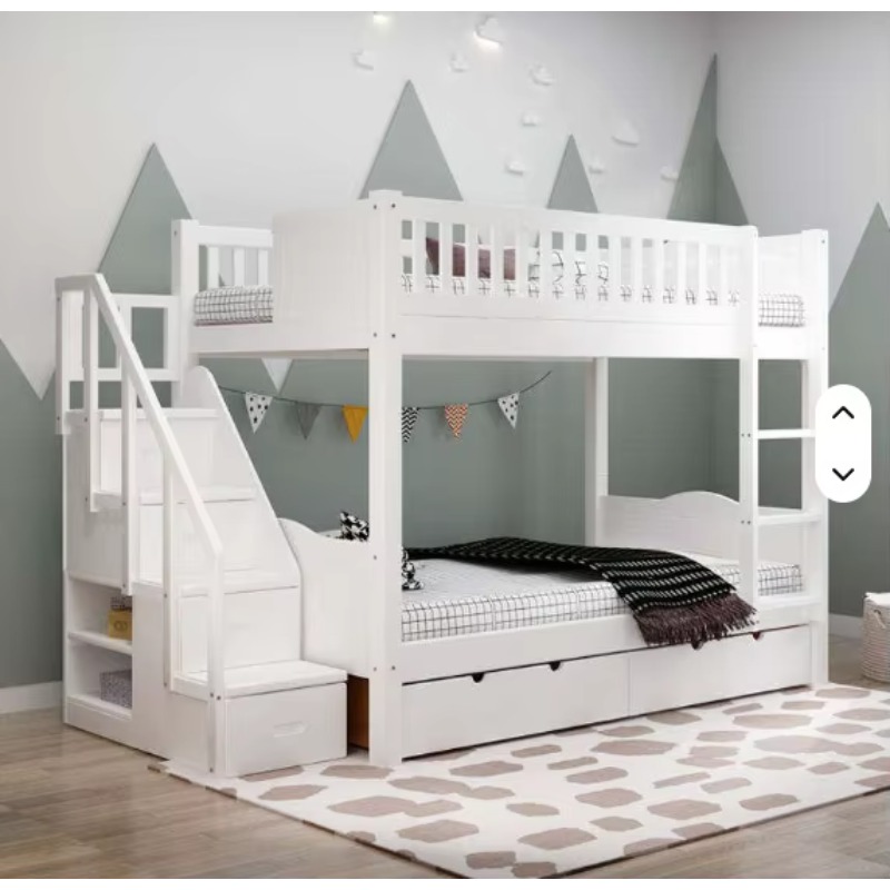 Bunk Bed With Stairs And Slide - Beliebtes Möbelstück Doppelbett Kinder-Etagenbett Massives Kiefernholz