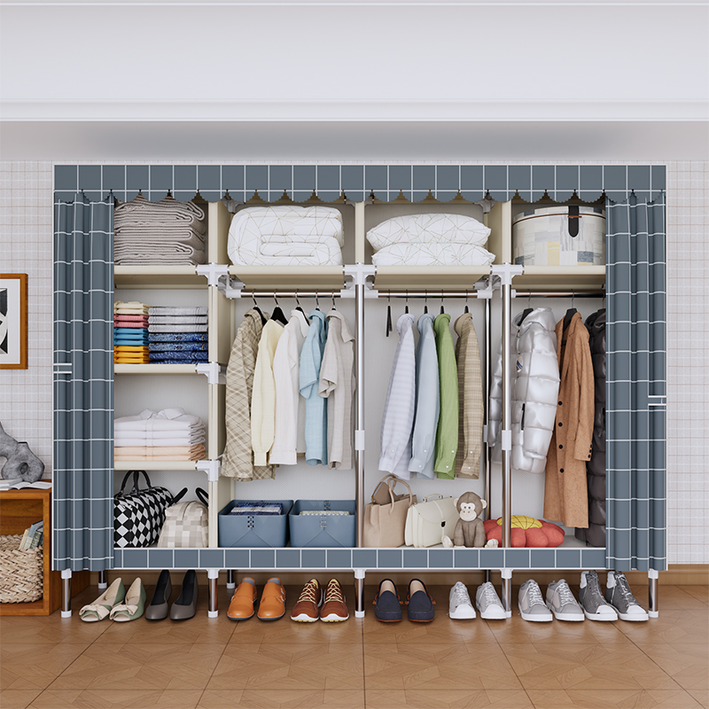 Wardrobe Closet Portable Fabric Cover - Modischer Druck, tragbarer Kleiderschrank, Kleiderschrank, Stahlrahmen,