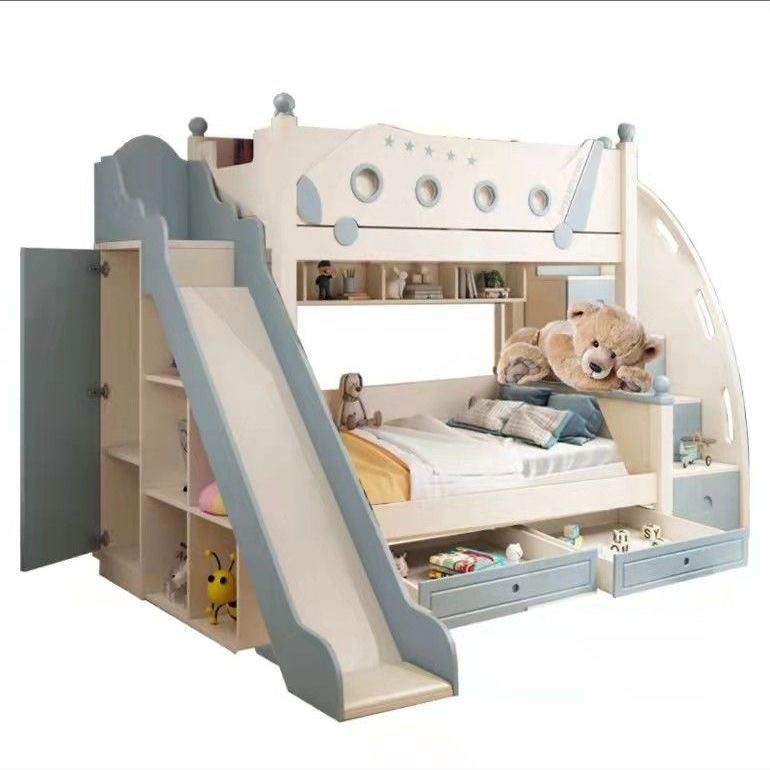 Bunk Bed With Stairs And Slide - Hochwertiges Etagenbett aus Holz im Prinzessinnen-Stil