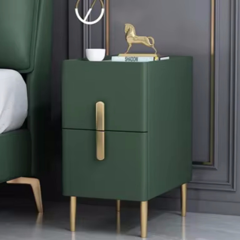 Solid Wood Nightstand 2 Drawers - Einfarbiger Holz-Nachttisch mit 2 Schubladen im