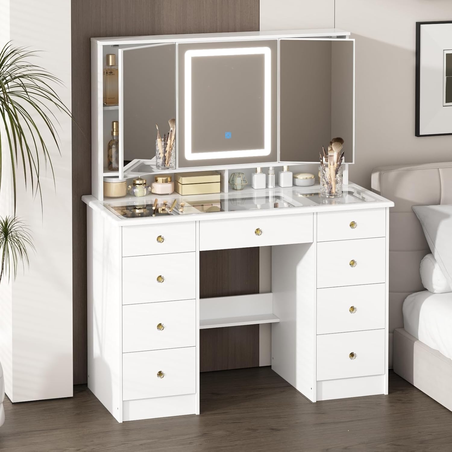 Dressing Table Vanity With Lighted Mirror - Schminktisch mit Spiegel und Beleuchtung, Großer