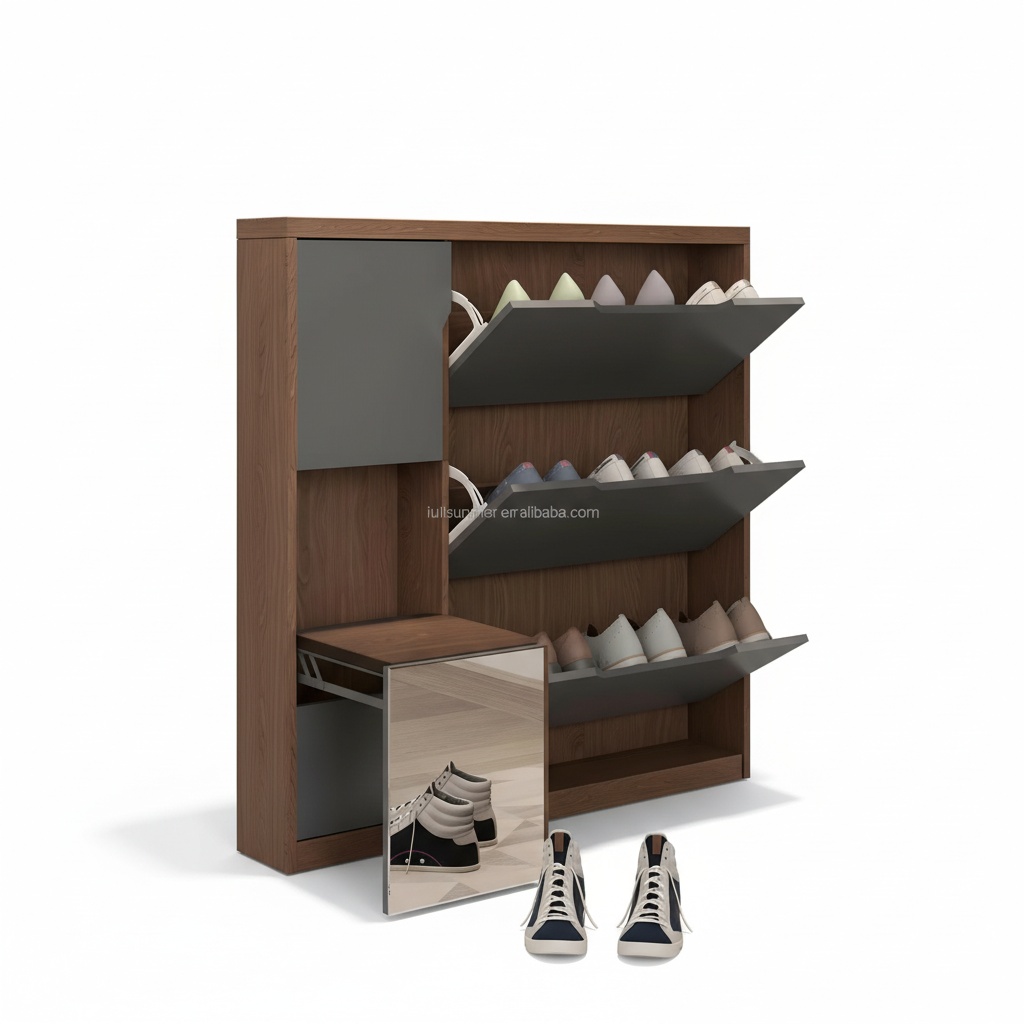 Shoe Rack Cabinet Narrow Entryway - Schmaler Schuhschrank, 17 cm/6,7 Zoll, Holz-Schuhschrank