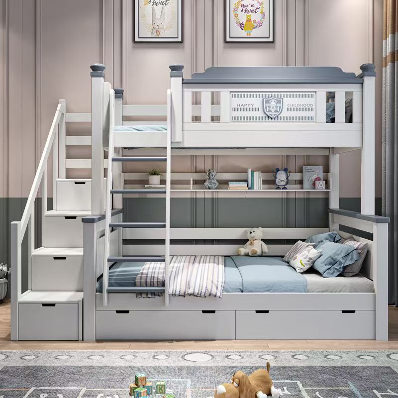 Bunk Bed With Stairs And Slide - 2025 Günstiges Kinderzimmermöbel aus Holz: Massivholz-Etagenbett