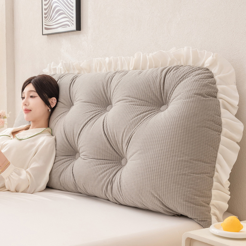Headboard Cushion Backrest Tatami - Gerüschtes Kopfteil-Kissen, Lendenwirbelstütze, Rückenkissen für Schlafsaal,