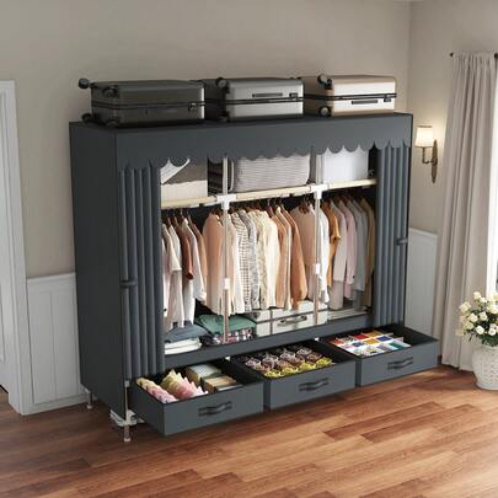Wardrobe Closet Portable Fabric Cover - Tragbarer Kleiderschrank, 16 mm starker Stahlrahmen,