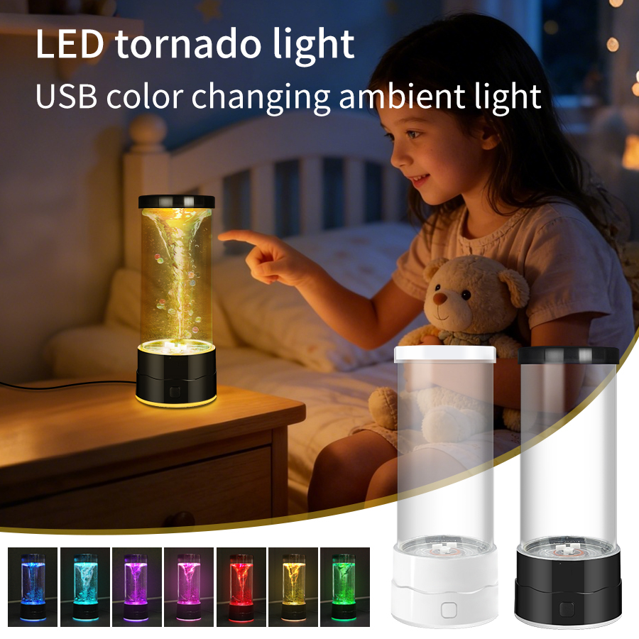 Floating Nightstand With Led Light - Kreatives LED-Tornado-Nachtlicht, USB, mehrfarbig, stimmungsvolle Lampe