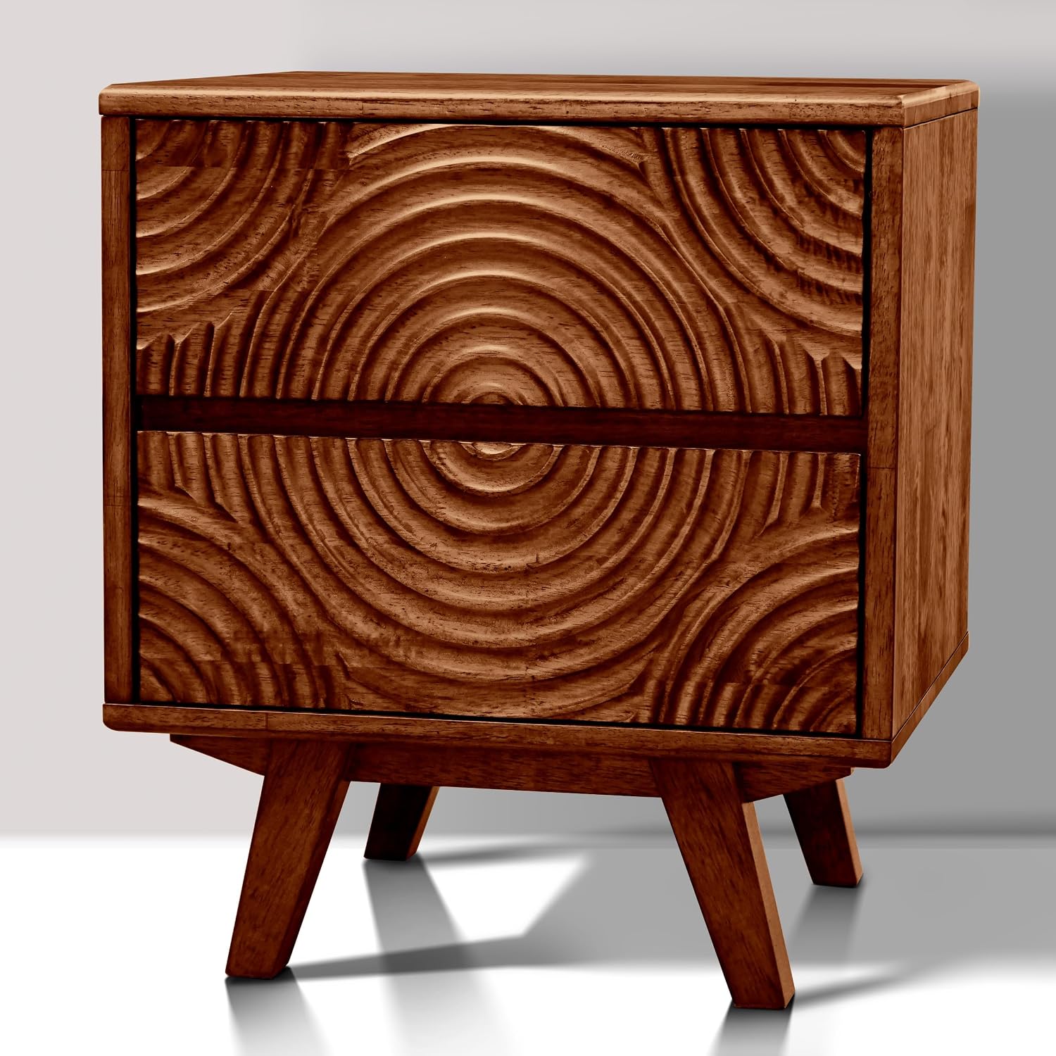 Solid Wood Nightstand 2 Drawers - Nachttisch aus massivem Akazienholz mit 2