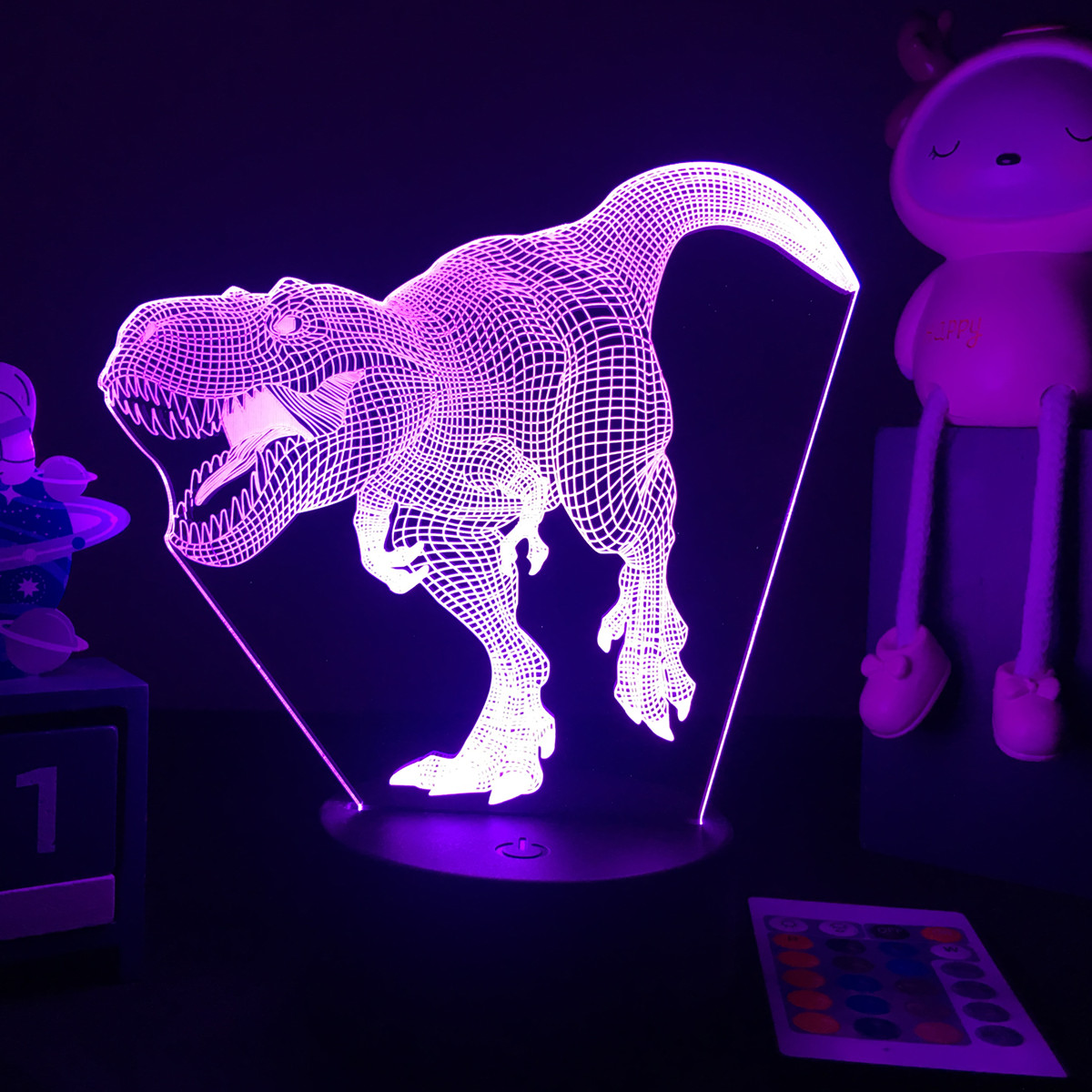 Floating Nightstand With Led Light - 3D LED Dinosaurier Nachtlicht Für Kinder