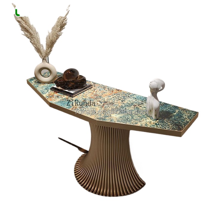 Tables - Einzigartiges Design Konsolentisch Goldene Edelstahlbasis Dekorativer