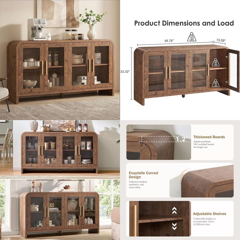 Tables - Sideboard-Buffetschrank mit Stauraum, Sideboard-Schrank mit verstellbaren