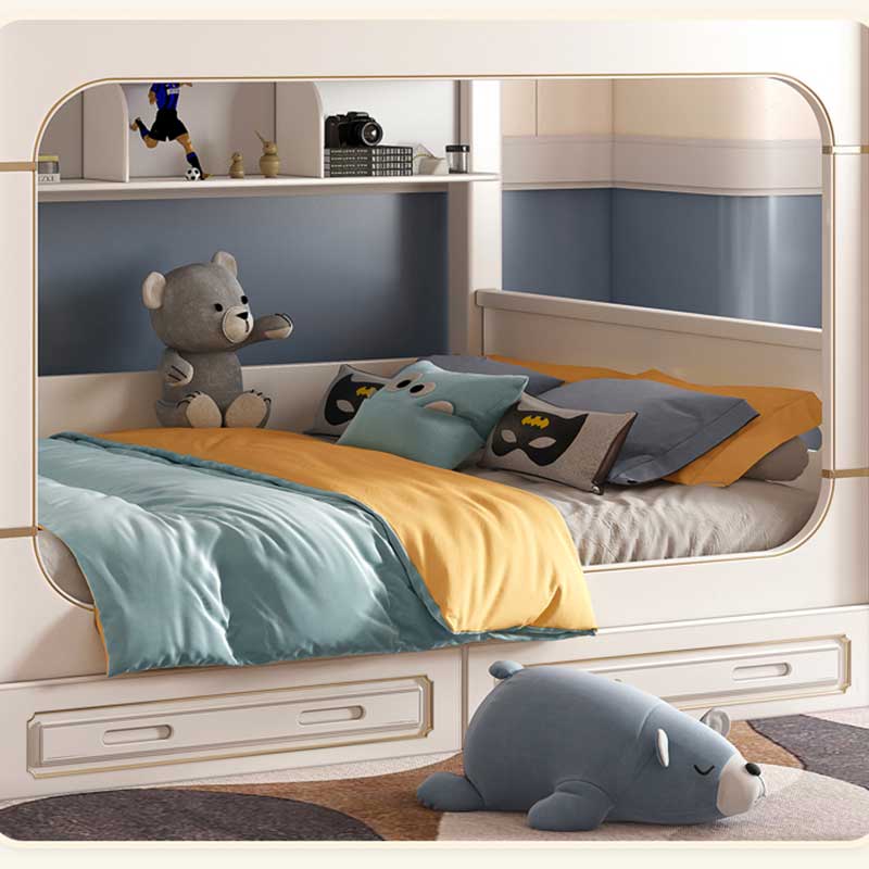 Bunk Bed With Stairs And Slide - Modernes Haus Weiße Kinderzimmer-Möbelsets für Jungen