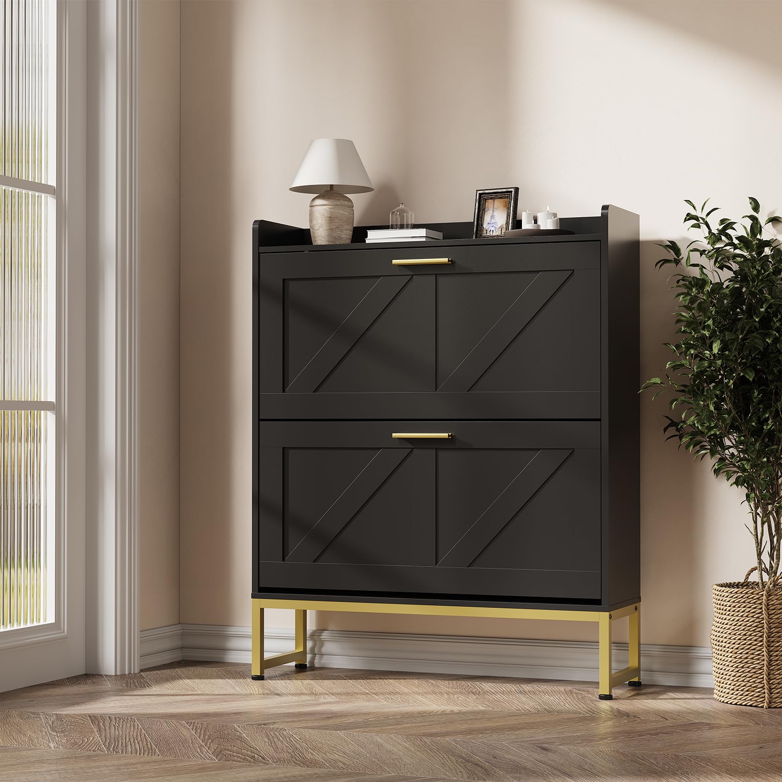 Shoe Rack Cabinet Narrow Entryway - Schmaler Schuhschrank für den Eingangsbereich mit
