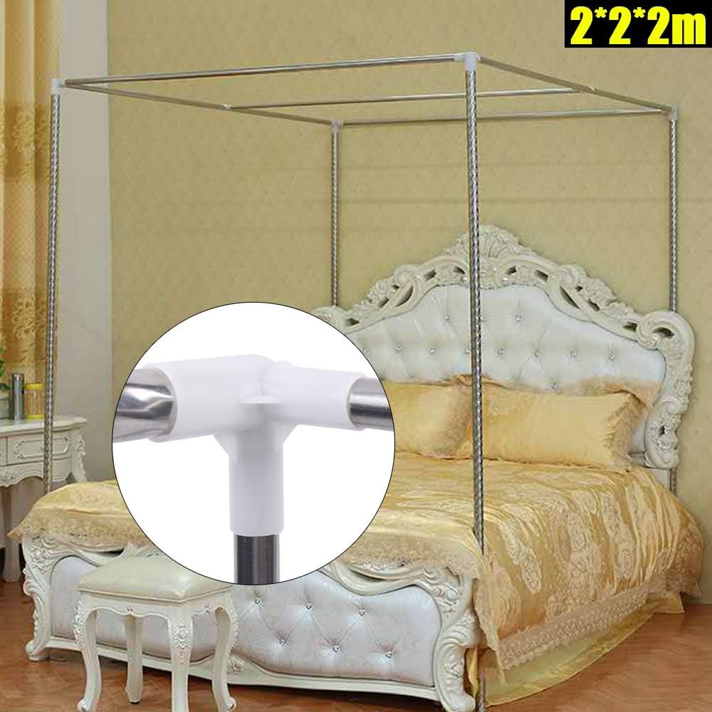 Canopy Bed Frame Metal Queen - Edelstahl-Baldachinbettgestell Metallbett mit vier Ecken Moskitonetz-Halterung