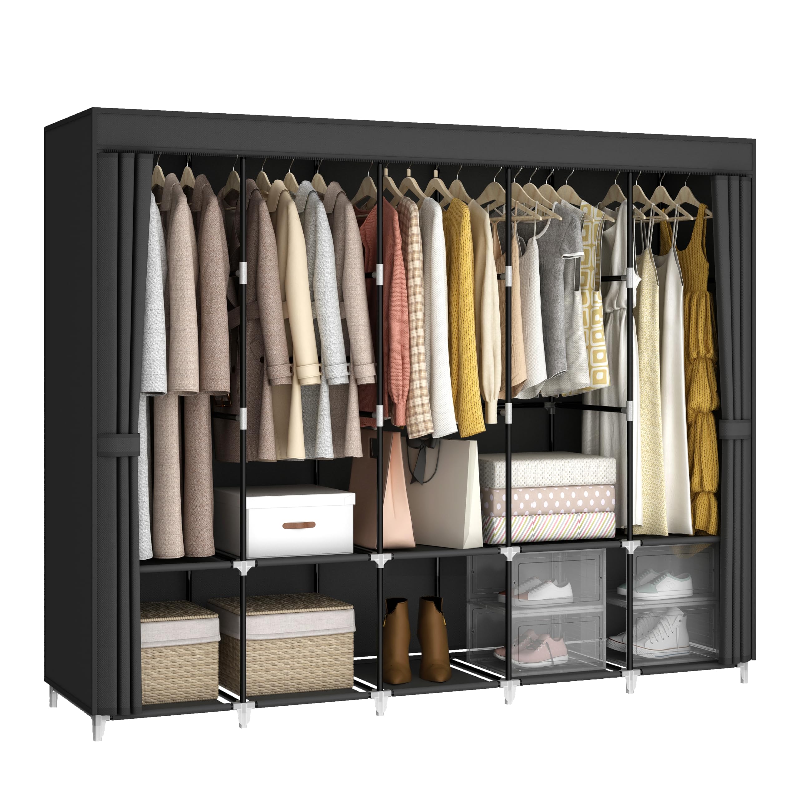 Wardrobe Closet Portable Fabric Cover - 83 Zoll großer tragbarer Kleiderschrank mit