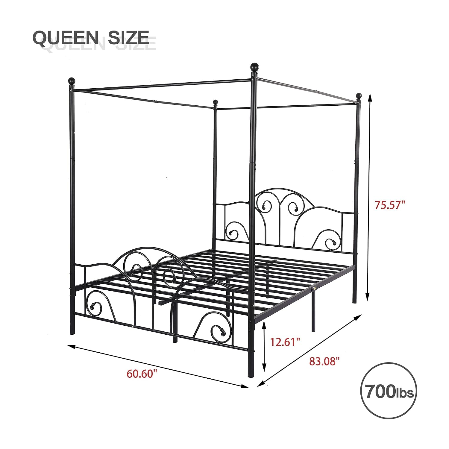 Queen-Size Metall-Himmelbettge – Canopy Bed Frame Metal Queen Bewertung und Preis