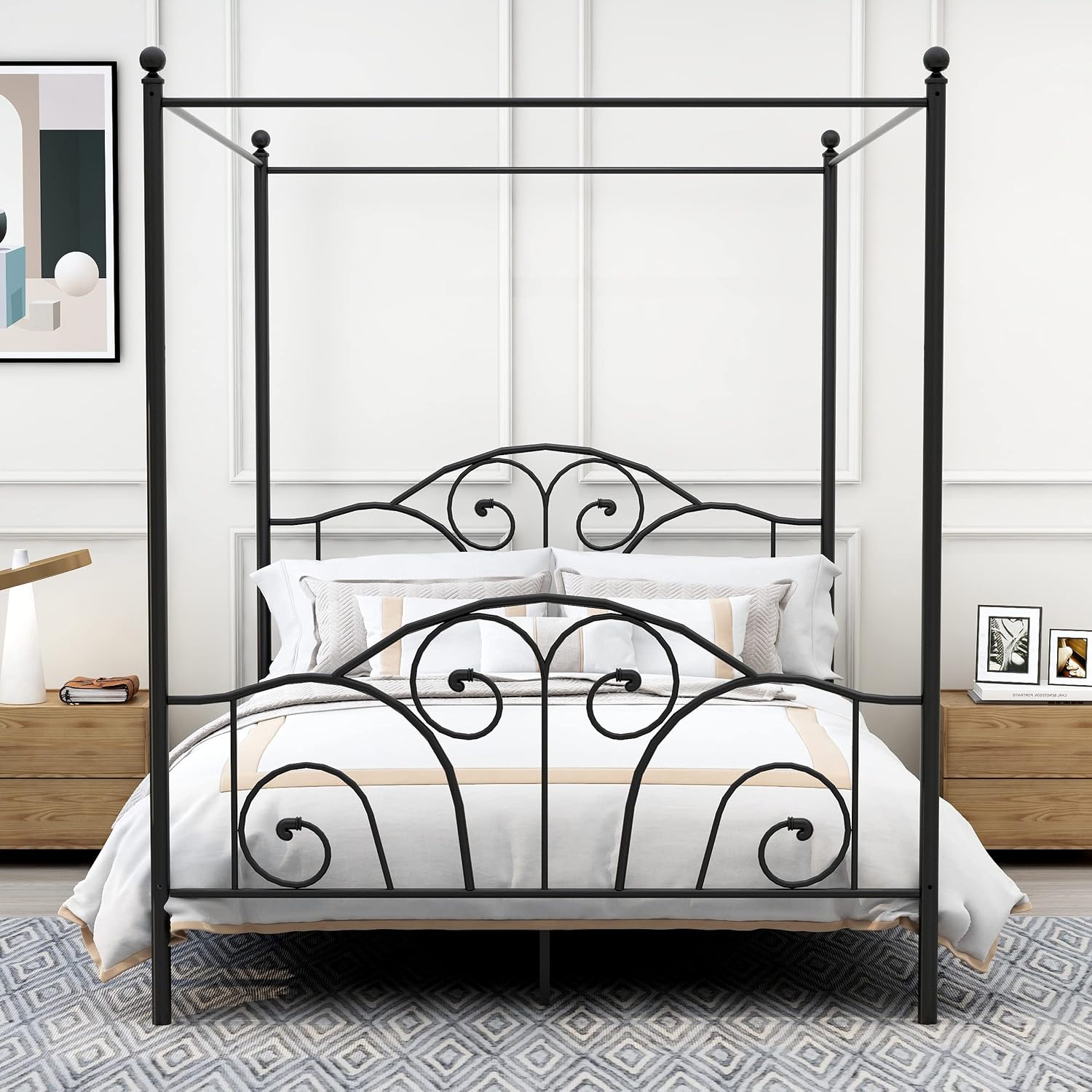 Queen-Size Metall-Himmelbettge – Canopy Bed Frame Metal Queen Bewertung und Preis