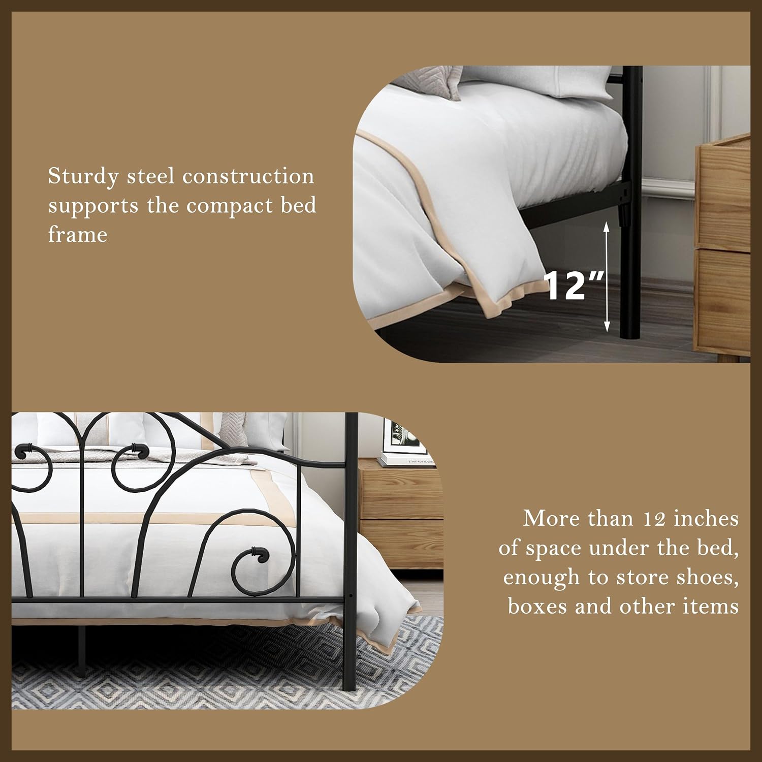 Queen-Size Metall-Himmelbettge – Canopy Bed Frame Metal Queen Bewertung und Preis