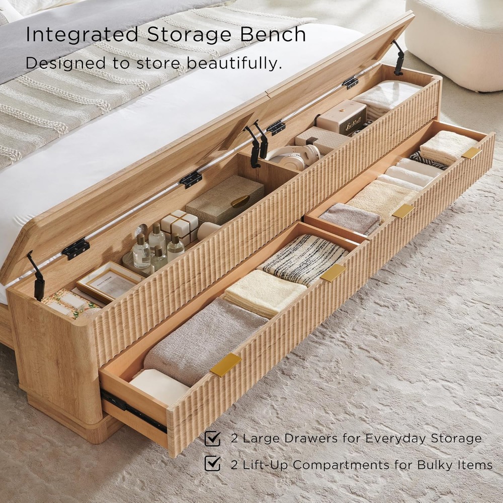 King-Size-Bettgestell mit Stau – King Size Bed Frame With Storage Drawers Bewertung und Preis