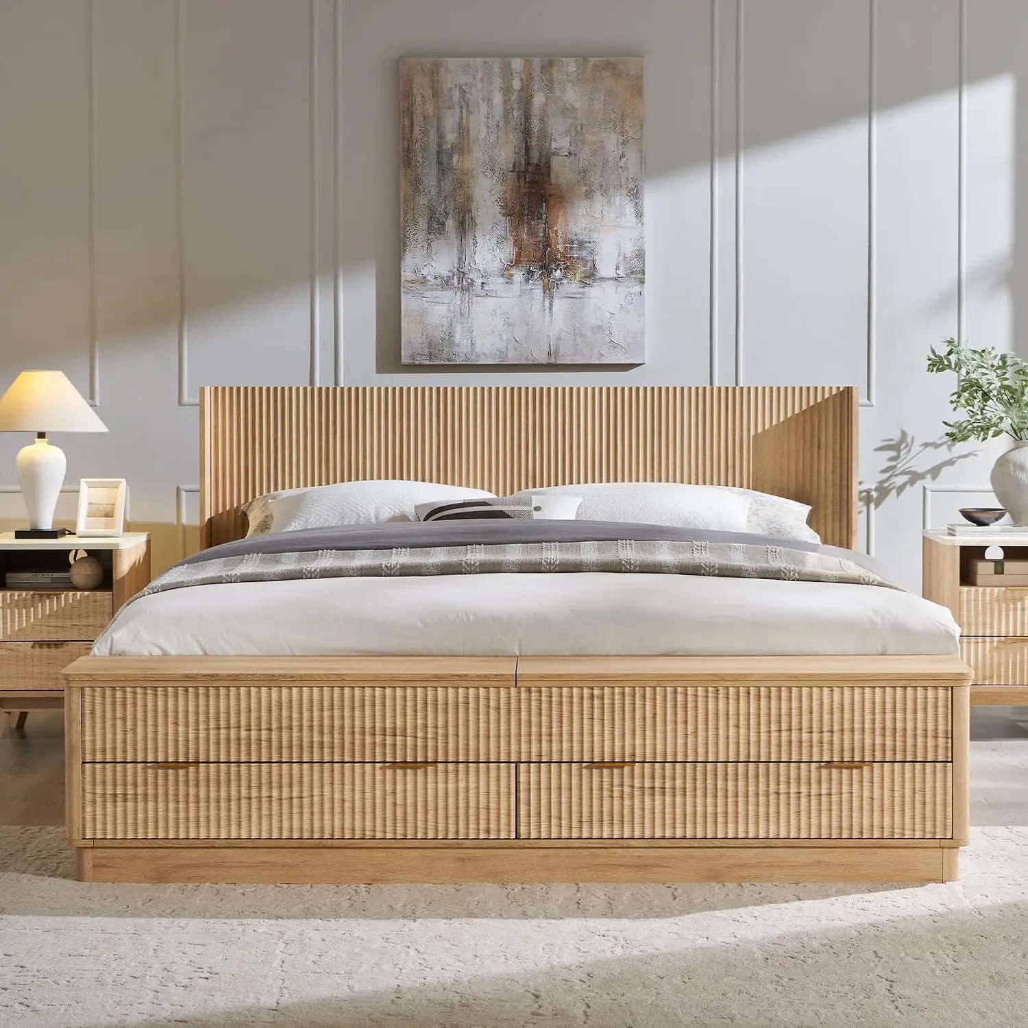 Gerilltes Kingsize-Bettgestell – King Size Bed Frame With Storage Drawers Bewertung und Preis