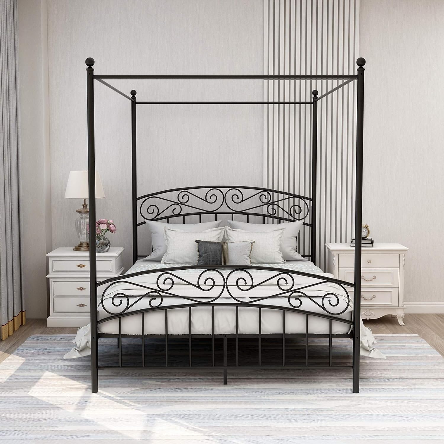 Queen-Size Metall-Himmelbettge – Canopy Bed Frame Metal Queen Bewertung und Preis