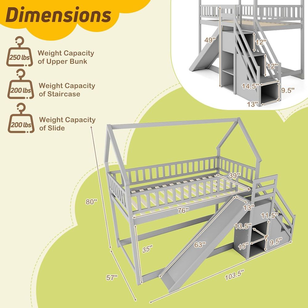Etagenbett mit Rutsche und Tre – Bunk Bed With Stairs And Slide Bewertung und Preis