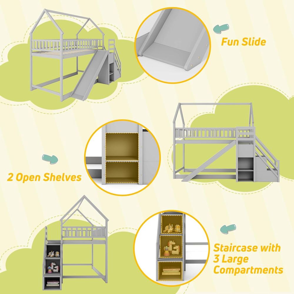 Etagenbett mit Rutsche und Tre – Bunk Bed With Stairs And Slide Bewertung und Preis