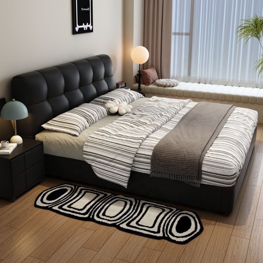 # Schwarzes Gestepptes Lederbe – King Size Bed Frame With Storage Drawers Bewertung und Preis