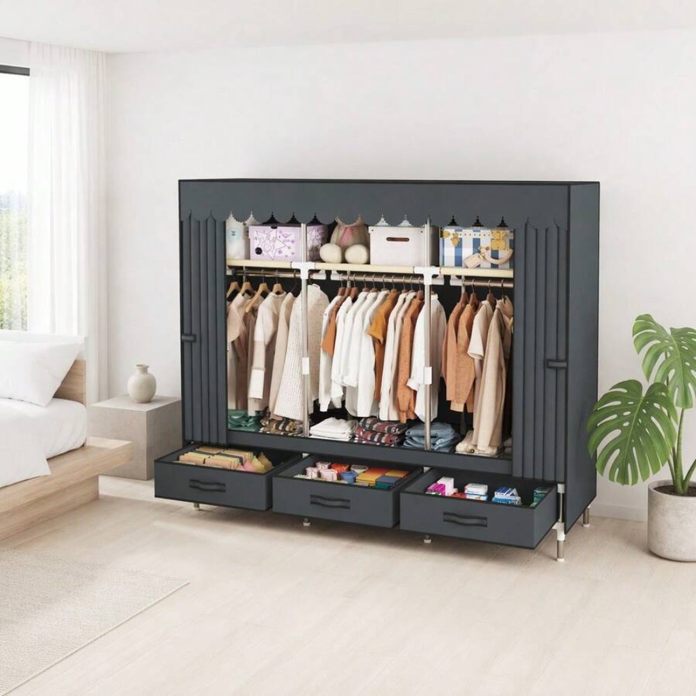 Tragbarer Kleiderschrank mit 1 – Wardrobe Closet Portable Fabric Cover Bewertung und Preis