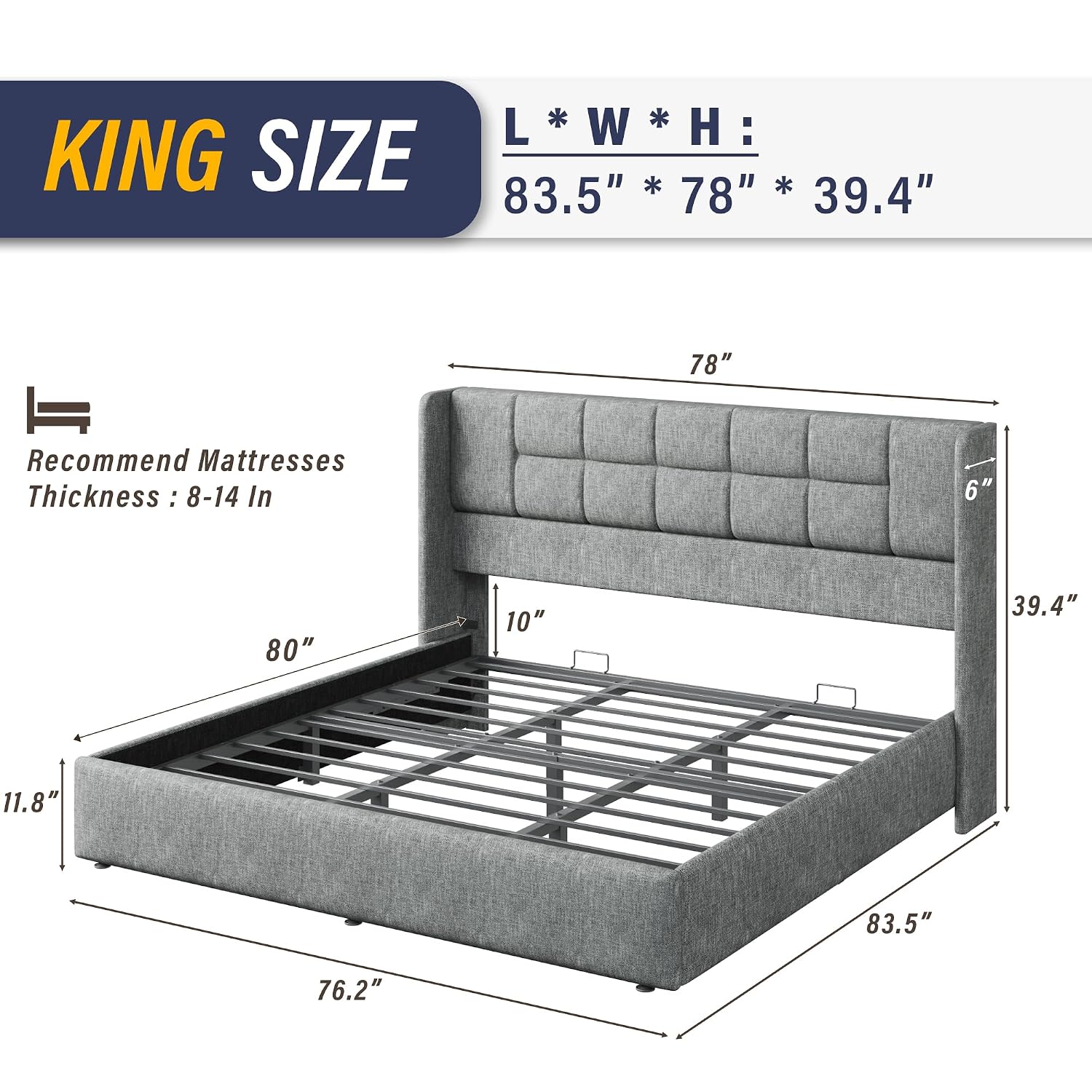 Kingsize-Bettgestell mit hydra – Gas Lift Storage Bed Hydraulic Bewertung und Preis