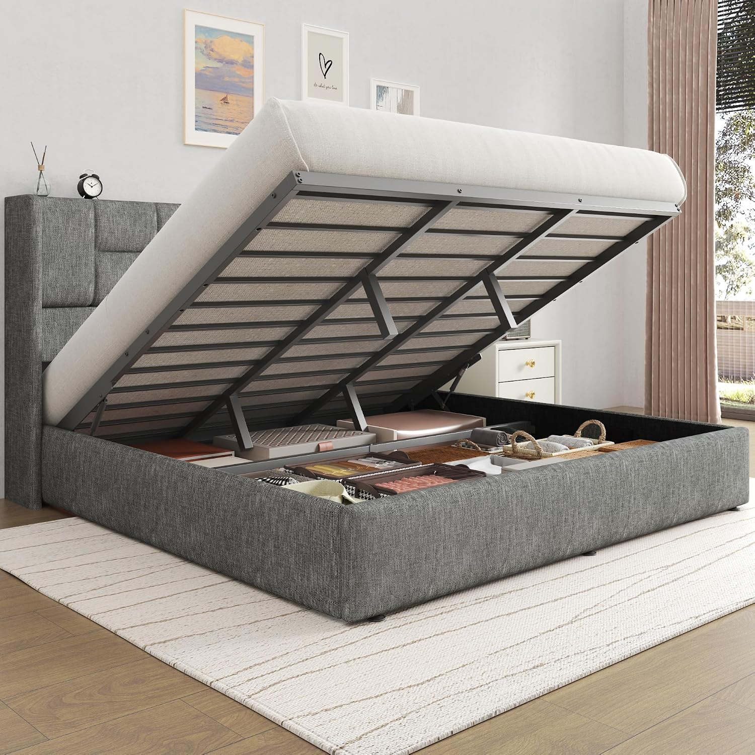 Kingsize-Bettgestell mit hydra – Gas Lift Storage Bed Hydraulic Bewertung und Preis