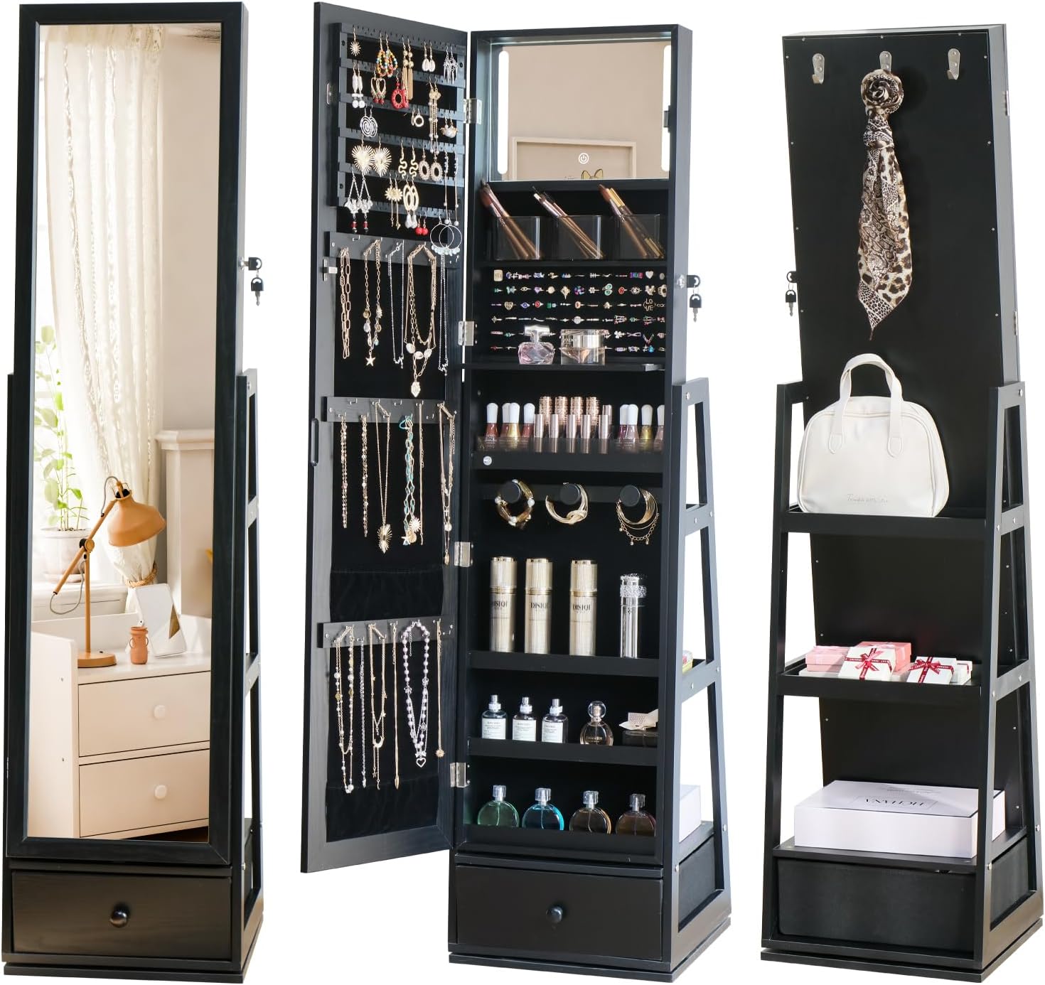 Stehender Schmuckschrank in vo – Full Length Mirror Jewelry Armoire Bewertung und Preis