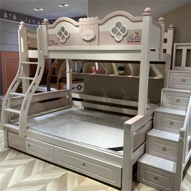 Modernes Luxus-Prinzessinnen-E – Bunk Bed With Stairs And Slide Bewertung und Preis