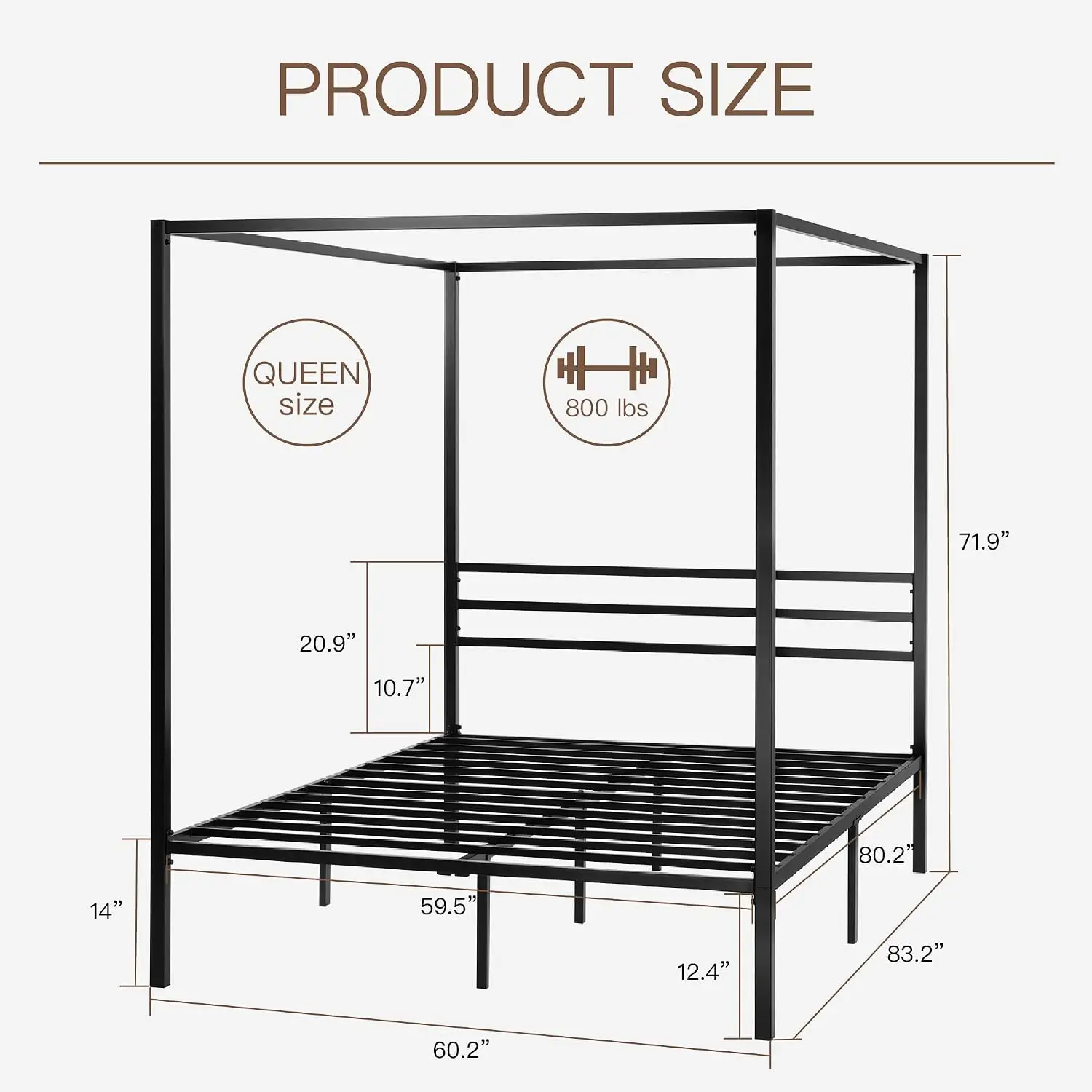Queen-Size Metall-Himmelbettge – Canopy Bed Frame Metal Queen Bewertung und Preis