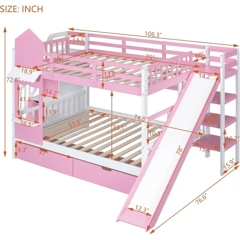 Kinder-Etagenbett mit Treppe,  – Bunk Bed With Stairs And Slide Bewertung und Preis