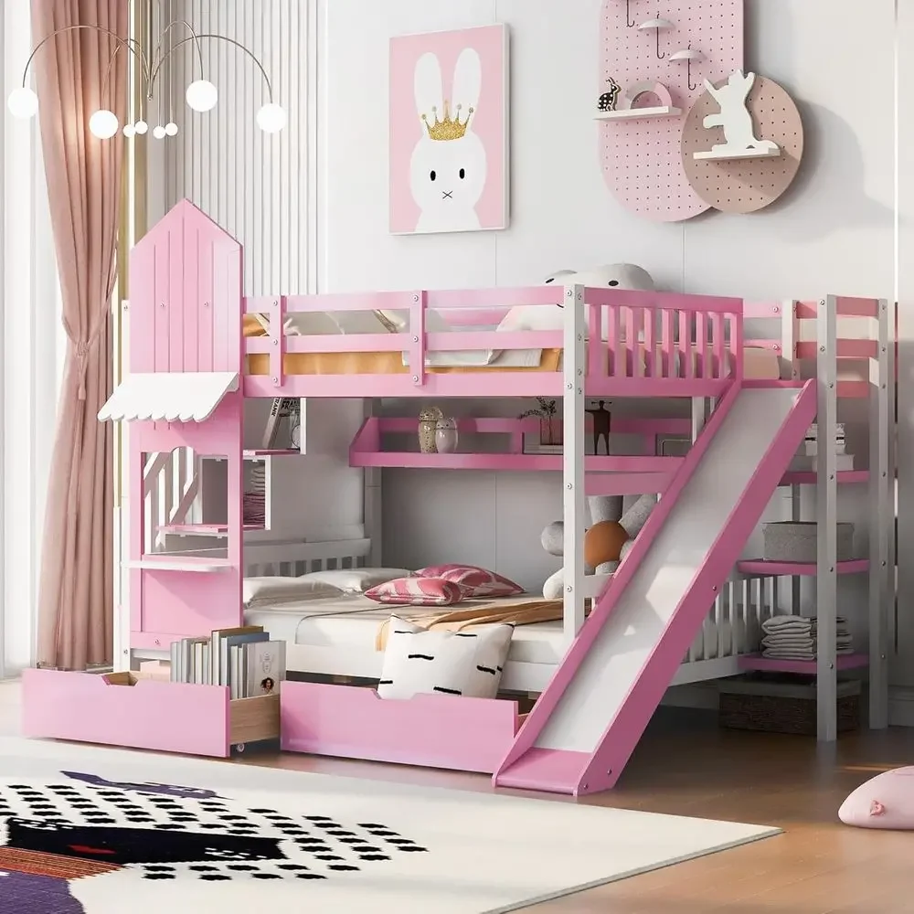 Kinder-Etagenbett mit Treppe,  – Bunk Bed With Stairs And Slide Bewertung und Preis