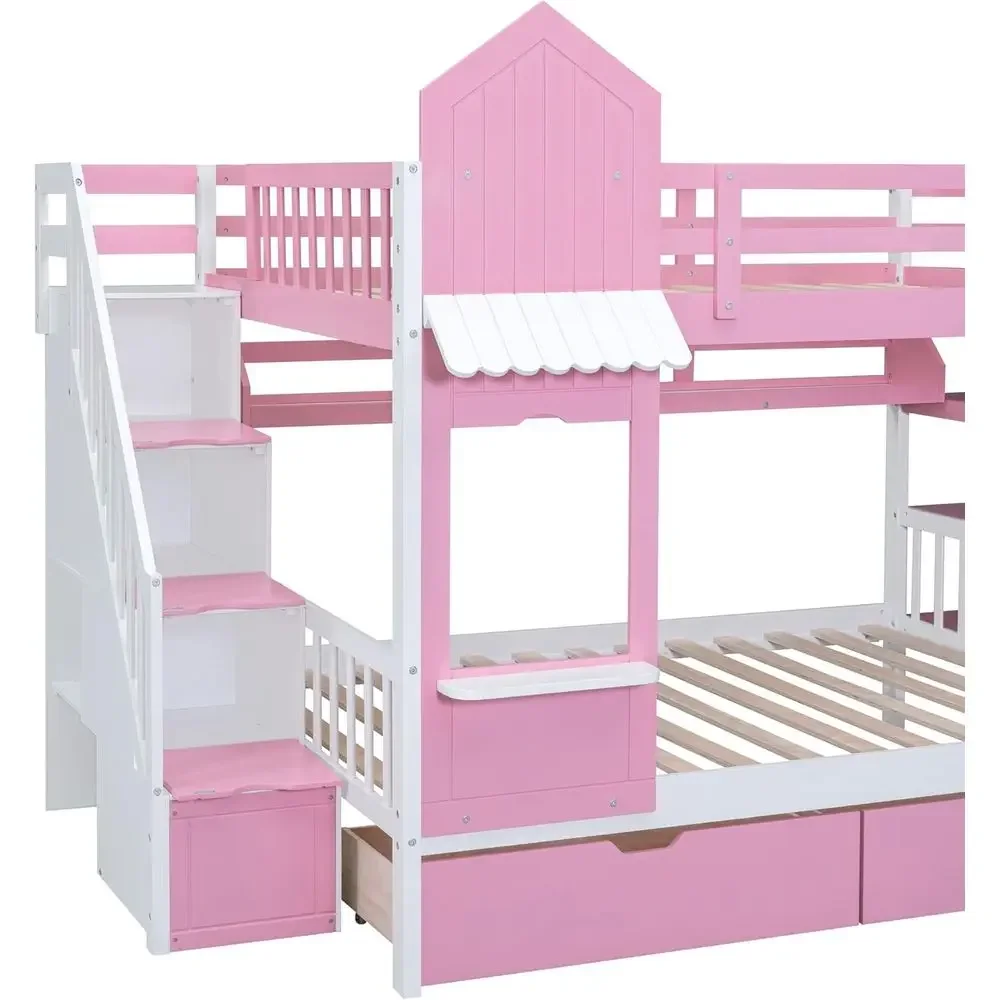 Kinder-Etagenbett mit Treppe,  – Bunk Bed With Stairs And Slide Bewertung und Preis