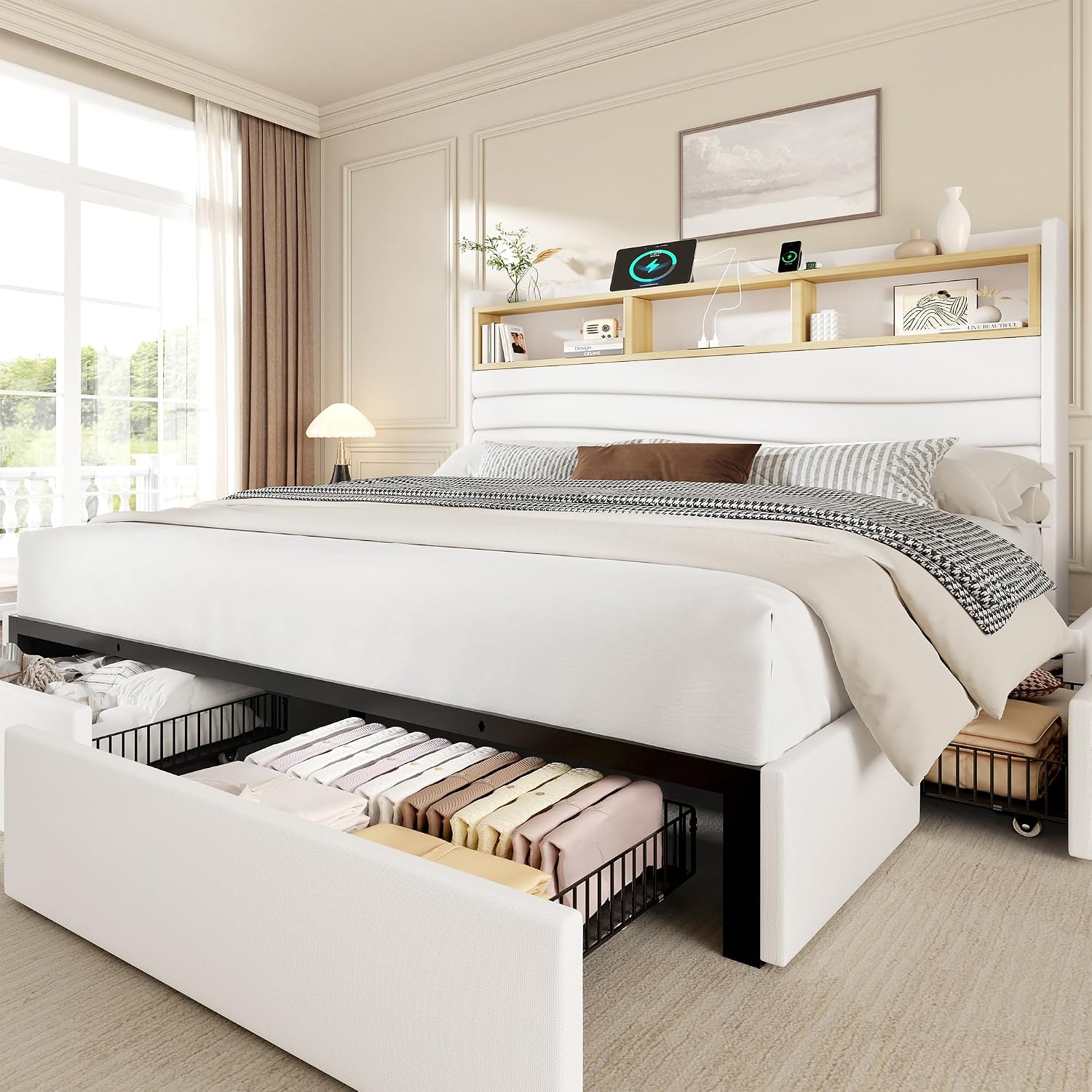 Kingsize-Bettgestell mit 6 Auf – King Size Bed Frame With Storage Drawers Bewertung und Preis